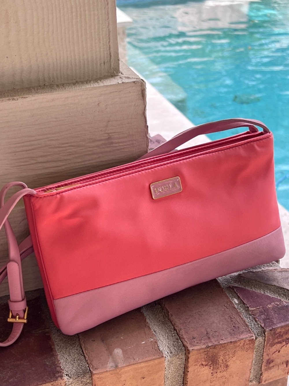 Furla Coral and Pink Shoulder Bag